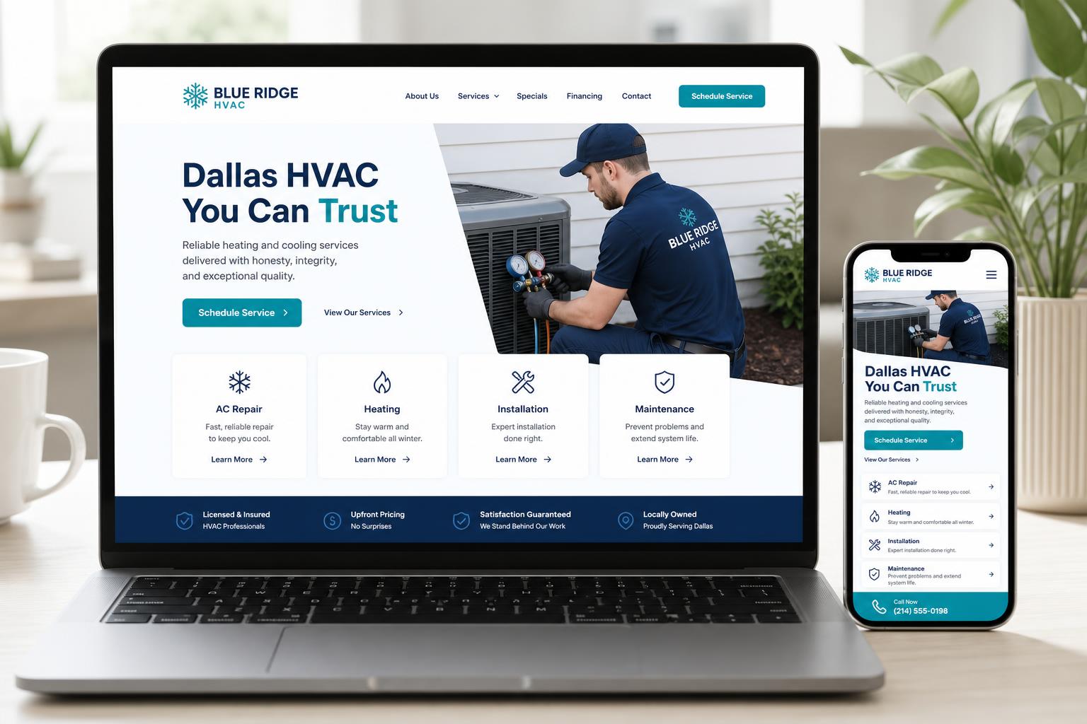 Example HVAC small business website